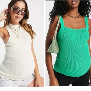 Asos maternity combo knitted squared neck cami and knitted racer tank top